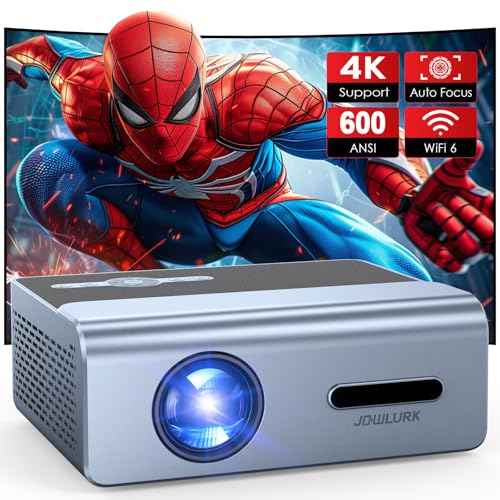 [Auto Keystone] 4K Projector with Wifi and Bluetooth, 600 ANSI Outdoor Projector with Electric Focus, Native 1080p Movie Projector for iOS/Android/TV Stick/HDMI/USB/Laptop/PS5