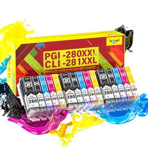 280 281 XXL Ink Cartridges | PGI-280XXL CLI-281XXL | 15 Packs Combo, Compatible Replacement for Canon TR8620a TR8620 TR8500 TR8600 TR8622a TR7520 TS9521c TS9520 TS6320 TS6120 TS702a Pixma Printers