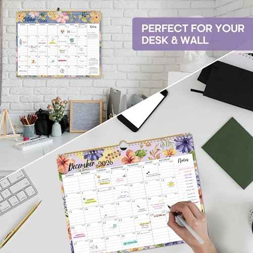 2026 Calendar, 18-Month Wall Calendar from Jan 2026 to Jun 2027, 11.5" x 14.7", Spiral Binding Hanging Monthly Calendar with Twin-Wire Binding, Perfect for Home or Office - Botanic Whimsy