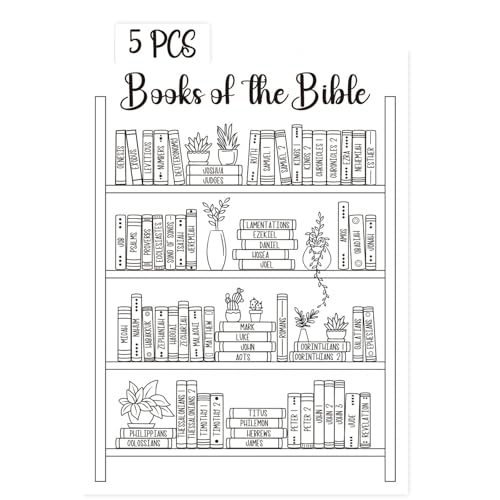 Books of The Bible Tracker Sticker ?Bible Books Shelf Coloring Page, Bible Reading Tracker, Customizable Dashboard Stickers for Scripture Study, Tracking,Bible Organization(Black)