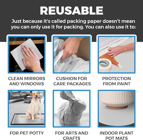 100 Pack Moving Packing Paper Sheets 12x24in Newsprint for Wrapping & Filling
