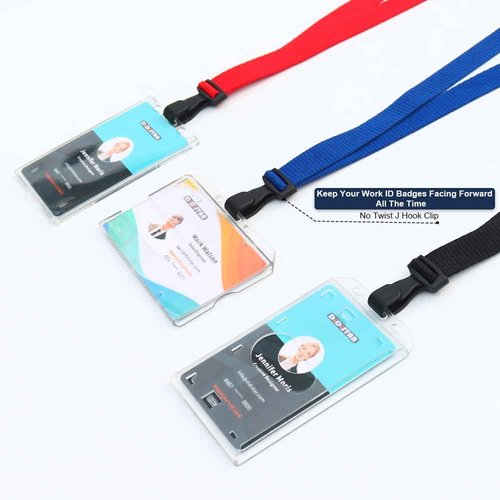DiDiSTAR 100 Pack Bulk Polyester Breakaway Lanyards with Plastic No Twist Clip & Safety Breakaway Clasp-Great for Radiology-School Hospital-MRI Safe-Neck Strap I.D. Badge Holders 36”(Black)