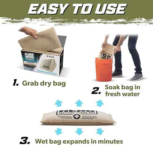 Flood Hero 2 x 1 ft Water Activated Sandbags - 6 Pack Flood Bag Barriers