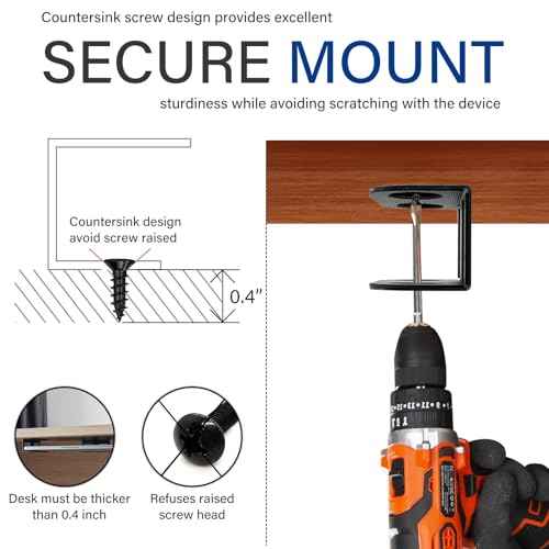 BYMECOST Under Desk Laptop Storage Mount, Metal Under Desk Device Holder, for Devices Up to 1.37" Thick, MacBook, Mini, Keyboard, Router, with Anti-Scratch Silicone (Black)