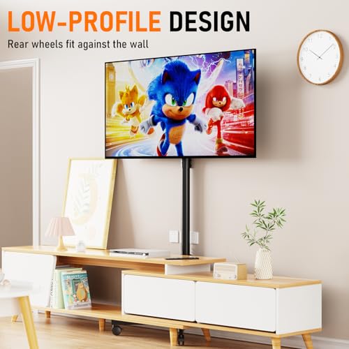 Rolling TV Stand 21-60 Inch with Locking Wheels, Black – Xyndyx