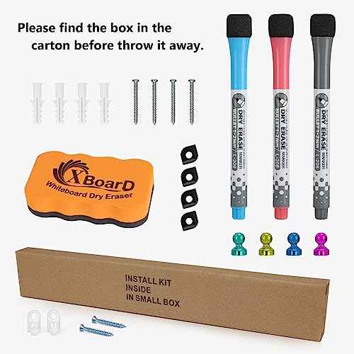 XBoard Magnetic Dry Erase Board/Whiteboard, 36 X 24 Inches, Double Sided White Board,1 Dry Eraser & 3 Dry Erase Markers & 4 Push Pin Magnets