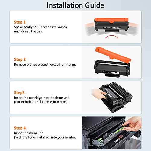 TN760/TN730 tn760 tn730 Compatible Toner Cartridge Replacement for Brother (Black,4 Pack)for use with MFC-L2710DW MFC-L2750DW HL-L2350DW HL-L2370DW HL-L2395DW HL-L2390DW DCP-L2550DW Printers