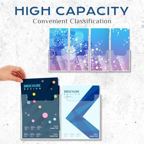 Sherr 2 Packs Acrylic Brochure Holder Wall Mount 2 Pocket Fits 8.5 x 11 and 4 Pocket Fits 4 x 9 Brochure Magazine Holder Clear Trifold Flyer Rack Paper Display Literature Storage for Home, Offices