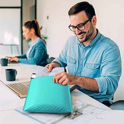 UCGOU Bubble Mailers 12x16 Inch 40 Pack Usable Size 12x15 Inch Large Padded Envelopes Teal Waterproof Packaging Bags for Shipping Self Seal Strong Adhesion Envelopes for Jewelry Makeup Supplies