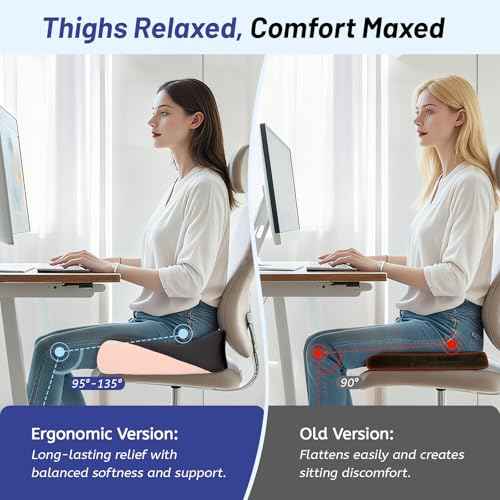 Ergonomic Seat Cushion for Office Chair, Extra Large Car Seat Cushion, Memory Foam Chair Cushion for Tailbone Pain Relief & Pressure Relief Sciatica and Back Support for Long Sitting (Pink)