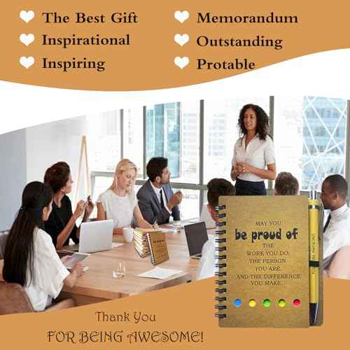 2025 Inspirational Spiral Notebook 10 Sets Portable Employee Appreciation Gifts Bulk Journals with Sticky Note Pen for Teachers Students Friends Colleagues Volunteer Nurse and Family Thank You Gifts