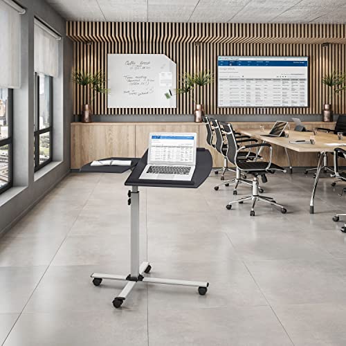 Techni Mobili Laptop Cart with Tilting Top - Adjustable Height Rolling Laptop Stand (Graphite) - Laptop Cart