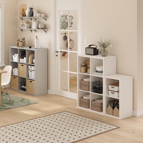 Furinno White Cubicle 6-Cube Bookshelf - Modern Thick Frame Storage