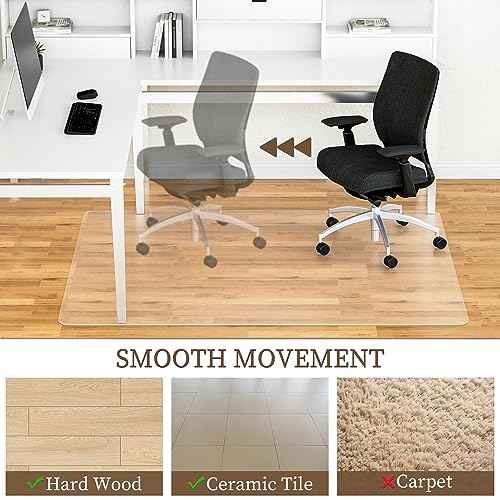 Office Chair Mat for Hard Floors, 44¡± x 58¡± Large Floor Protector Mat, Easy Rolling Desk Chair Mats for Hardwood, Clear, Easy to Clean (Rectangle)