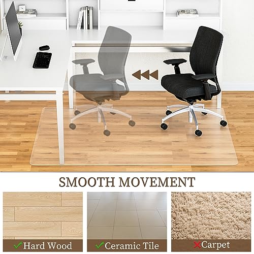 Office Chair Mat for Hard Floors, 46¡± x 72¡± Large Floor Protector Mats, Easy Rolling Desk Chair Mat for Hardwood, Clear, Easy to Clean (Rectangle)