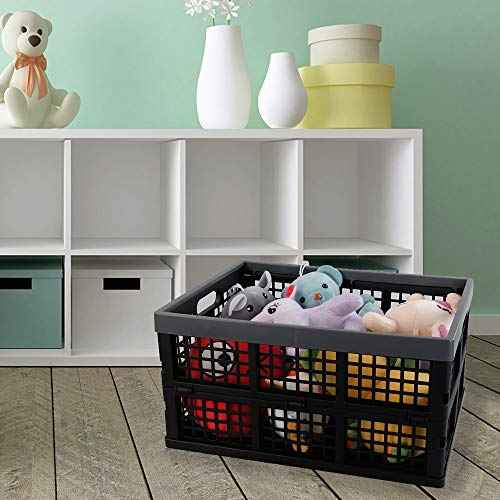 Pekky 34 Quart Plastic Milk Crates Stackable, Collapsible Storage Crate, 4 Packs