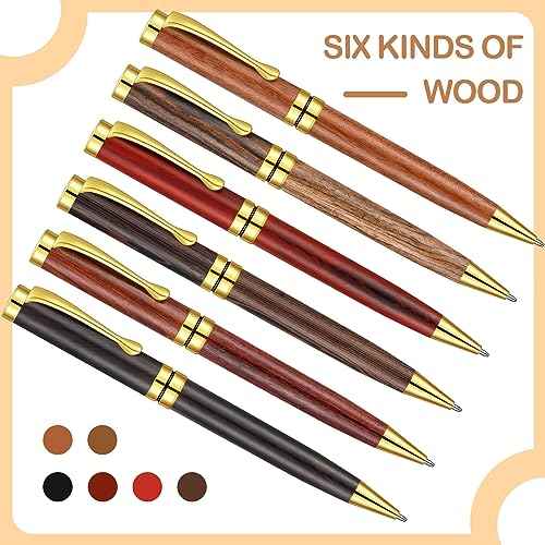 Yeaqee 18 Pcs Luxury Wood Ballpoint Pens 1.0mm Elegant Fancy Wooden Black Ink Pens Graduation Gift for Men Women Employee Teacher Journaling Executive Business
