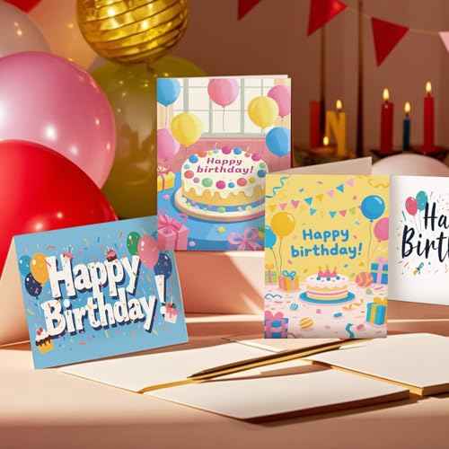 24 Pack Birthday Cards, Messages, Envelopes, and Stickers | 4x6 Inch Happy Birthday Cards Bulk for Family, Kids, Friends, Work, and Office Celebrations. (24 Pcs Cards With Cute Style)