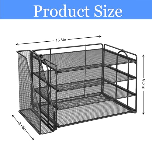 Gianotter Black 4-Tier Paper Organizer with Magazine Holder for Desk