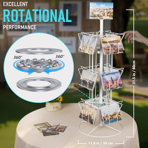 ANBOXIT White 12-Pocket Rotating Greeting Card Display Stand