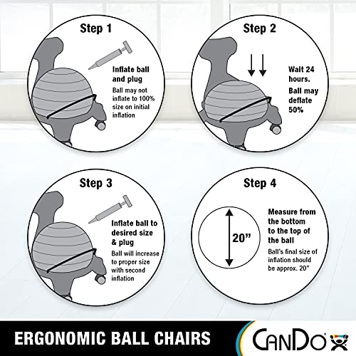 CanDo Red Inflatable Ball Chair with Air Pump - Ergonomic Active Seating for Home & Office (Armless)