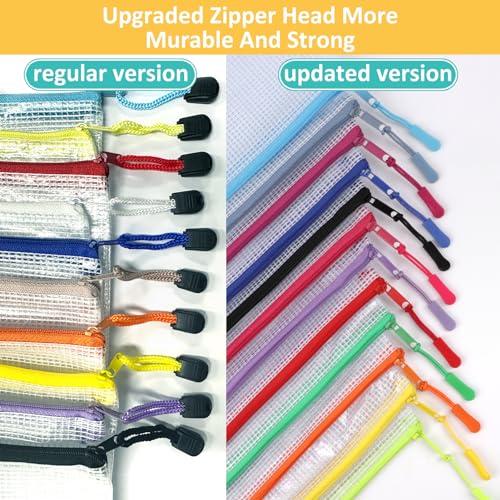 YOPCDJ Mesh Zipper Pouch Bags 12 Pack - Colorful A4 Puzzle Organizer 9x13 inches