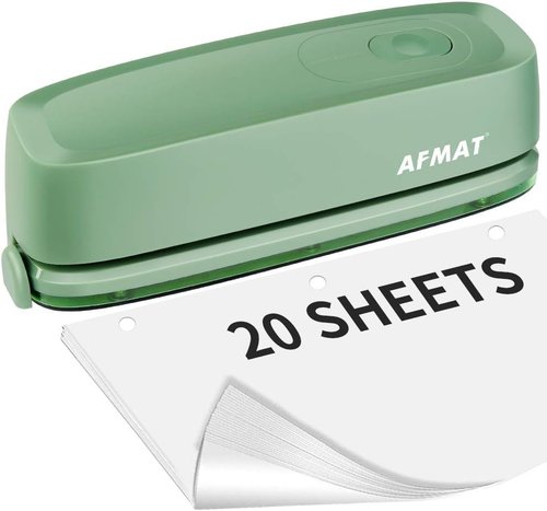 AFMAT Electric 3 Hole Punch - Effortless 20-Sheet Puncher for Binders | 9/32" Hole Diameter, Heavy Duty