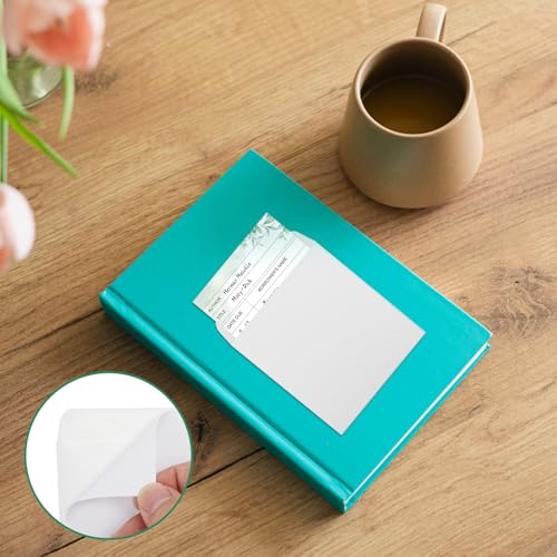 120 pcs Self-Adhesive Library Card Pockets & Due Date Paper Set - BLSUREFYX
