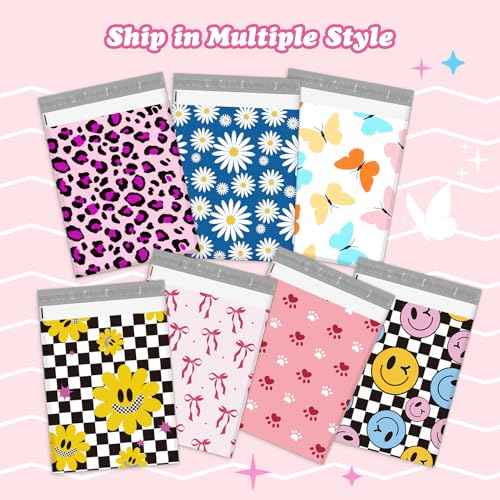 Fuxury Poly Mailers 10x13 Inch 50Pcs Shipping Bags for Clothing Strong Adhesive Shipping Envelopes for Small Business Self Seal Pink Bows Poly Bag Mailing Envelopes
