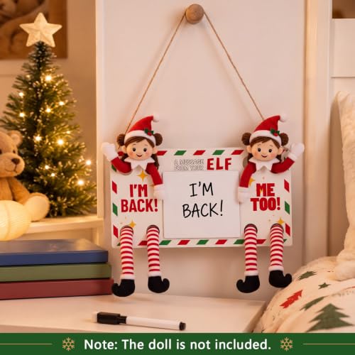 Poola Voidra Style 2 Christmas Message from Elf Hanging Sign | Reusable Dry Erase Decor