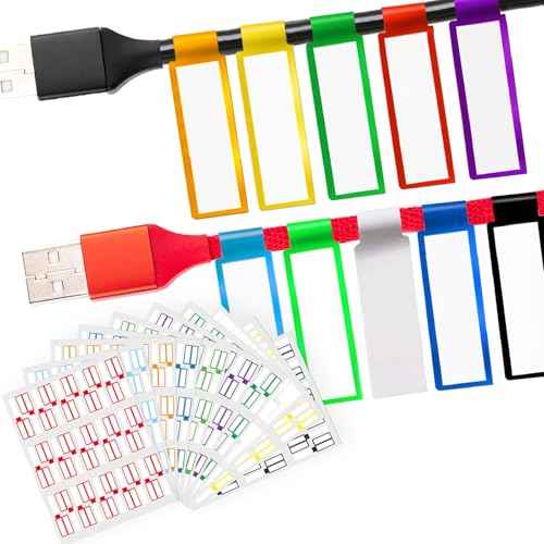 300 PCS Waterproof Cable Tags, 10 Colors Wire Labels for Management, Color Border Cord Labels Can Write On, Self Adhesive