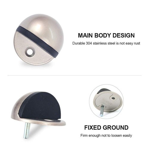 CG PLUS Floor Door Stopper Satin Nickel with Rubber pad, Semicircle Shaped Door Stopper, Stainless Steel for Protecting Wall (2inch x 30pack, Satin Nickel)
