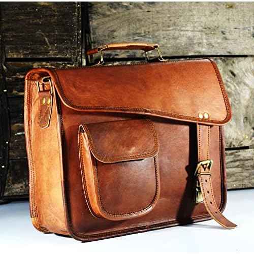 URBAN DEZIRE Men's Genuine Leather Small Briefcase Messenger Satchel I pad Tablet Bag 13 inch