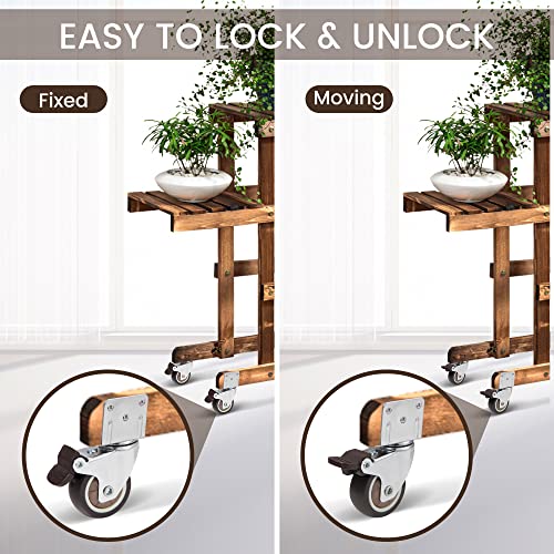 Nefish 2 Inch Side Mount Casters 8 Pack, L-Shaped TPR Rubber Caster Set of 8, Ball Bearing 360 Degree Plate Swivel Castors Wheel, Corner Castors Wheels for Furniture, Baby Bed, Kitchen, Cabinet, Table