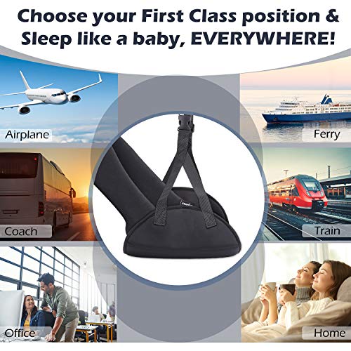 Extra Large Upgraded Airplane Foot Rest with Memory Foam – Angemay Travel Hammock for Long Flights