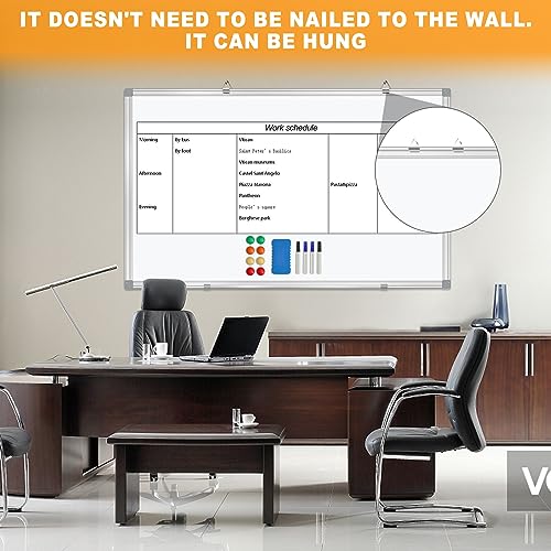 72x40 Inch Magnetic Whiteboard - Aluminum Wall-Mounted Dry Erase Board with Pen Tray