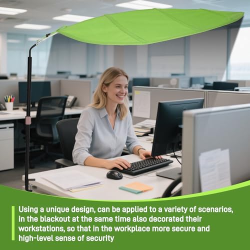 Green Leaf Office Cubicle Light Shield and Desk Shade (Cubicle Shade) ? Adjustable, UV-Resistant ? Blocks Overhead Light, Glare and AC Airflow, Ideal for Light Sensitive Workers