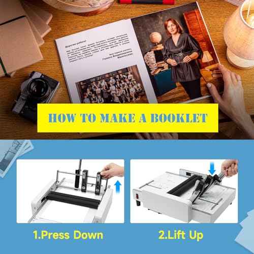 Paper Folding Machine, A3 Paper Folder Machine Automatic Booklet Maker Booklet Making Machine Paper Bookbinding Folding Machine 200-300 Booklets/Hour