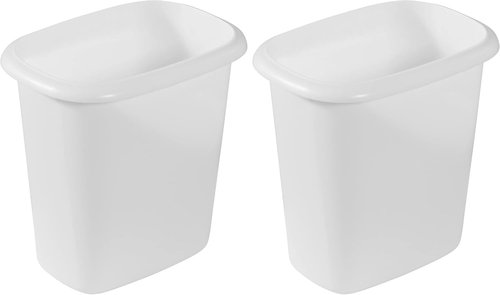 Rubbermaid Vanity Trash Can - 1.5 Gallon Wastebasket in White | Perfect for Kitchen, Office & Bathroom (Pack of 2)