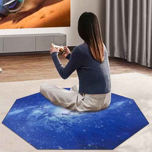 USTIDE Large Nonslip Gaming Chair Mat Blue Office Desk Chair Mat for Hardwood Floor Computer Carpet for Gaming Room 51"x51"