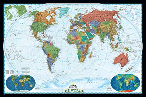 National Geographic World Wall Map – Laminated Decorator Map, 46 x 30.5 in