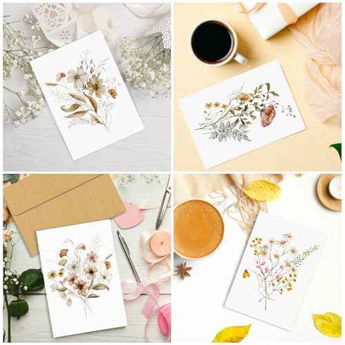 HongyiTime Blank Cards,Blank Greeting Cards 4x6,30 Pack 6 Assorted Floral Designs Blank Greet Cards with envelopes,Note Cards with Envelopes,Blank Cards with Envelopes