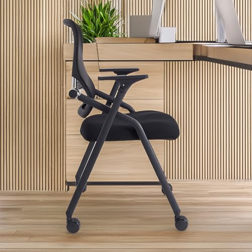 BROBRIYO Pro, Stackable & Foldable Conference Room Chairs with 2X Thick Cushion, Black, 1 Pack