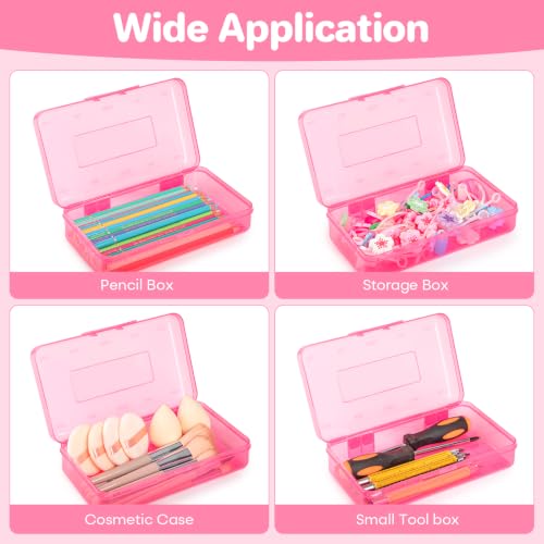 Nuozme Blue Transparent Plastic Pencil Box Case for Kids, Large Storage Organizer