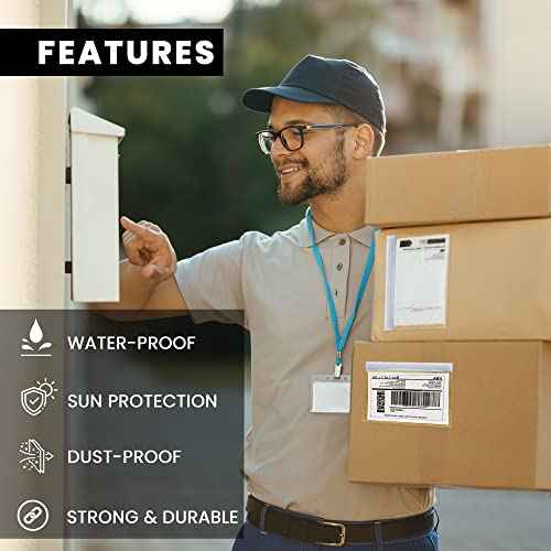 Shipping Label Sleeves 500Pcs, 7.5x5.5 Inches - Packing Slip Envelope Pouches with Self-Adhesive Peel & Seal - Clear Plastic & Waterproof Envelopes Ideal for Invoices & Packaging.