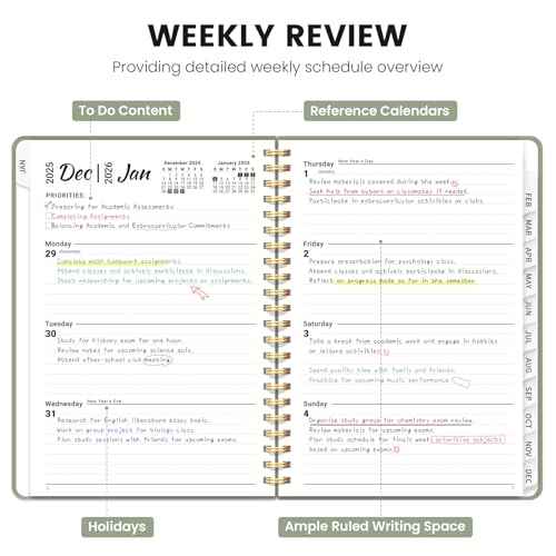 2026 Planner - Weekly and Monthly Planner, January 2026 to December 2026, Spiral Bound 2026 Calendar Planner Book, Inner Pocket, Perfect for Office Home School Supplies - A5 (6.3" x 8.5"), Green