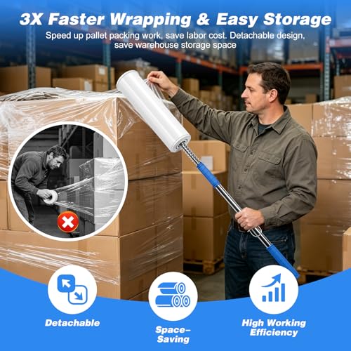 Heavy Duty 48" Stretch Film Dispenser Pole Holder for Pallet