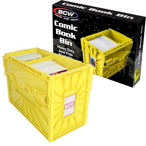 BCW Short Comic Book Bin | Holds 150 Comics | Stackable Plastic Storage | Acid-Free Organizer | Yellow, Single