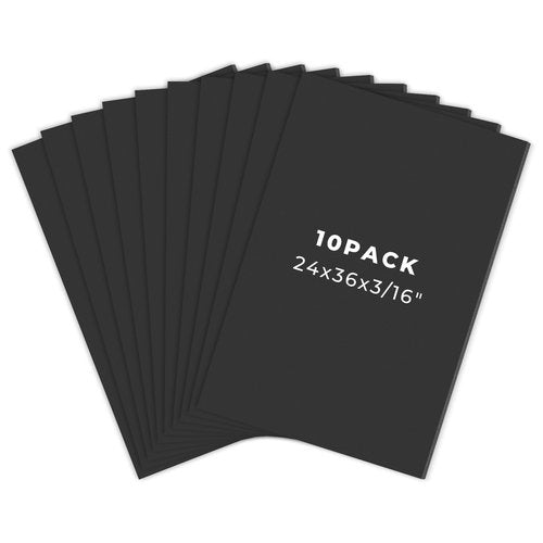 Golden State Art, 10 Pack Black Foam Board 24x36, 3/16 Thick Acid Free Foam Core Poster Board