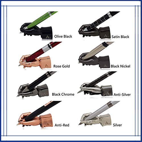 ACELY Executive solid heavy hand-shaped pen holder metal art craft paperweight for desktop organizer pen stand decoration (Anti-Red)